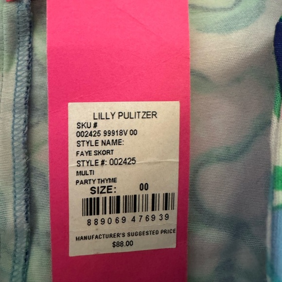 Lilly Pulitzer Vibrant Faye Skort Short Party Thyme,‎ Blue/Green, Size 00, NWT - Picture 10 of 12